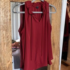 Ann Taylor red ruffle top